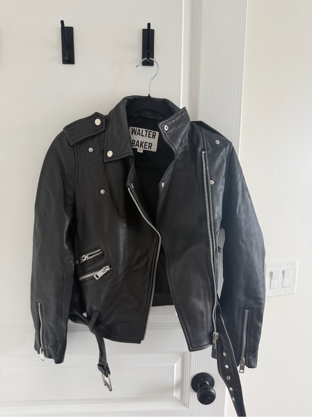 Walter Baker Black Leather Moto Jacket